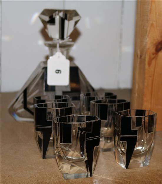 Art Deco decanter & 6 glasses